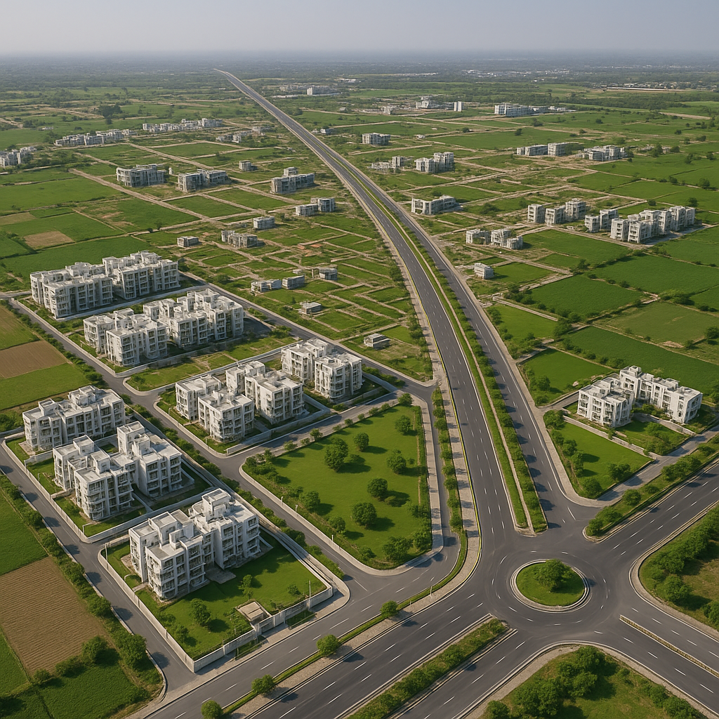 Aerial view of Khatushyams developing township wi